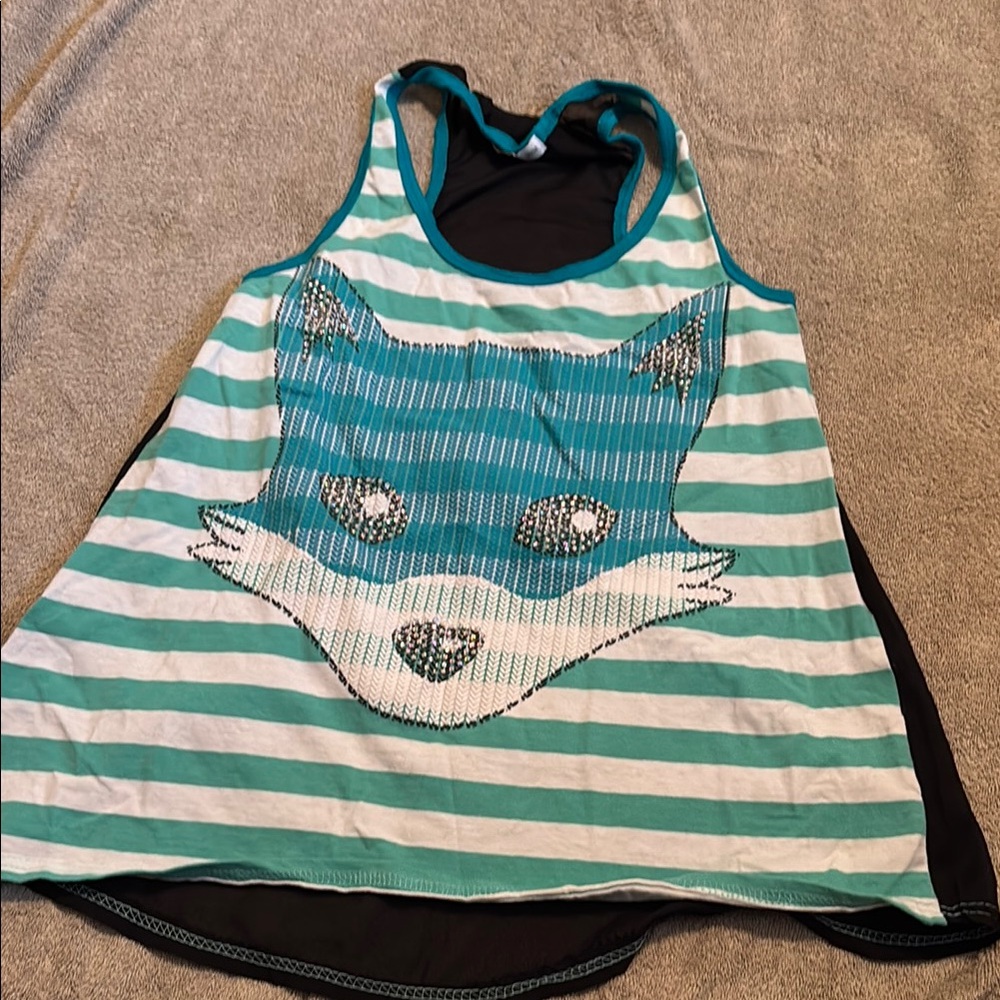 Striped Fox Graphic Tank Top